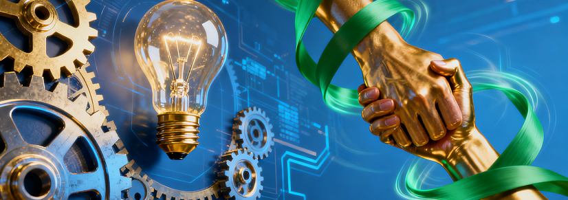 创新理念 齿轮与灯泡